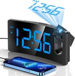 GOLOZA Projection Alarm Clocks Bedside, Digital Blue Digit+blue 