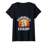 Womens Dominoes Funny Board Game Lover Lucky Domino Player Vintage V-Neck T-Shirt