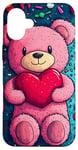 Coque pour iPhone 16 Plus Ours en peluche coeur Saint-Valentin