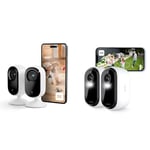 Arlo Essential 2 Indoor 2K, Caméra de Surveillance WiFi Intérieure pour Animaux de Compagnie, Vision Nocturne, Essai Secure Inclus, 4 Caméras Blanc Essential 2 HD, 2 Caméras Blanc