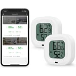 2 Pièces Thermomètre Hygromètre Bluetooth, Capteur de Température D'humidité avec Exportation de Données pour iOS Android, D'alarme, pour Maison,