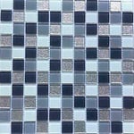 Armena 310254H2030 Carrelage de mosaïque en verre argenté brillant mélangé avec dalles en verre gris noir blanc pour murs décoratifs Sliver