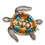 Metal Sea Turtle Wall Art | Beach Theme Decor Wall Hanging Sculpture | Ocean Sea Animal Sculpture for Indoor Outdoor Bathroom Garden