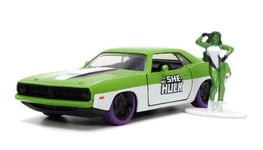 JADA TOYS, PLYMOUTH Barracuda 1973 avec figurine She HULK, échelle 1/32, JAD3...