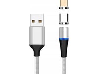 Premiumcord Usb-Kabel Premiumcord Magnetisk Micro Usb Och Usb-C Laddnings- Och Datakabel, 1M, Silver