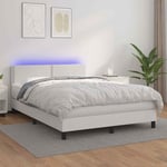 Sommier � lattes de lit avec matelas et LED Blanc 140x190 cm