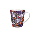 Lily Flowers Small Latte Mug - Purple & Orange Vibrant Floral Ceramic Cup Gift