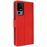 Case for TCL 40R 5G, Card Holder, Dual Tab Video Support, Red