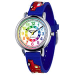 Delycazy Montre Enfant, 12 et 24 Heures Mouvement à Quartz Montre pour Enfants Fille Garçon, Cadeau Fille Garçon 4 5 6 7 8 Ans