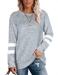 MOLERANI Lightweight Sweaters for Women Cozy Sweatshirts Long Sleeve Tops for Leggings M White Grey