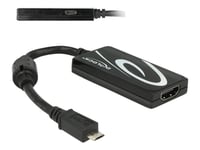 Delock - Video/Audio-Adapter - 5 Pin Micro-Usb (Mhl) Hann Til Hdmi, Micro-Usb Type B (Kun Strøm) Hunn - 20 Cm - Svart - 4K-Støtte