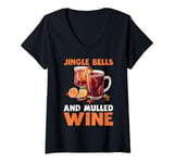 Womens Mulled Wine JINGLE BELLS AND MULLED WINE Funny Christmas V-Neck T-Shirt