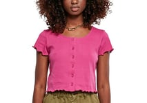 Urban Classics Ladies Cropped Button Up Rib Tee T-Shirt, Violet Vif, XS Femme