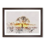 Big Box Art Sunlight Through The Oak Tree Watercolour Framed Wall Art Picture Print Ready to Hang, Walnut A2 (62 x 45 cm)