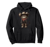 Black Cat in Cowboy Boots Pullover Hoodie