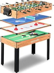 SereneLife Table Multijeux, 122 cm Jeux d’Arcade avec Accessoires, Baby Foot, Billard, Ping Pong, Air Hockey- Table de jeux 4 en 1, Pour Interieur Exterieur, Famille, Enfants en Adultes