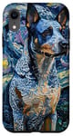 Coque pour iPhone XR Blue Heeler Starry Night Australian Battle Dog Art