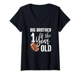 Womens Big Brother Of The 1 Year Old Football 1st Year Down V-Neck T-Shirt