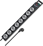 Brennenstuhl Super-Solid 8-Way Power Strip (2.5 m Cable and Switch - Made of Shatterproof Polycarbonate) Black/Grey