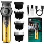 VGR Beard Hair Trimmer Men Rechargeable USB-C Electric - Professional 8000 RPM - LED Light - 2 Speeds - Ceramic Blades - 200 Min Battery - Cordless Clippers Grooming Kit - Face Edge Detailer Stubble