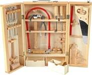 PLANETE BOIS - Armoire à Outils en Bois avec De Vrais Outils - FSC - 098927-25 Pièces - Beige - Bois - Jeu pour Enfant - Montessori - Motricité - Bricolage - 26 cm x 40 cm - À Partir de 8 Ans