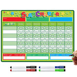 TMS Reward Chart for Children - Magnetic Star Chart for Recognising and Inspiring Good Behaviour in Toddlers and Kids, Boys and Girls. Comes with 4 Magnetic Coloured Dry Wipe Pens!