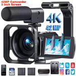 4K UHD Video Camera Camcorder 42MP Youtube Vlogging Camera 18X Digital Zoom &Mic