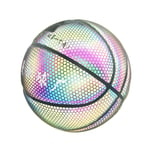 QGGESY Holographic Basketball/Glowing Reflective Basketball Luminous Basketball NO.5/NO.7, Night-Light Ball Adult/child Toy Gift (with Ball Bag,Inflator,Net bag,Ball Needles),No.5