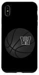 Coque pour iPhone XS Max Ballon de basket noir avec lettre initiale W pour les amateurs de sport