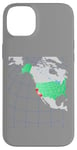 Coque pour iPhone 14 Plus Carte des États-Unis et de l'Amérique du Nord. Rouge surligné Californie