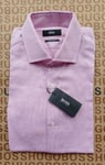 New Hugo BOSS mens baby pink red regular fit suit shirt Small Medium 15 38 £109