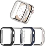 4 Pièces Coque + Protection Écran Pour Apple Watch Se/Apple Watch Series 6/5/4 40mm, Étui De Protection Complète, Film En Verre Trempé Intégré Haute Sensibilité, Noir/Clair/Bleu/Étoilé