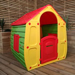 1.09m Yellow & Red Kids Indoor Outdoor Plastic Wendy House Magical Playhouse