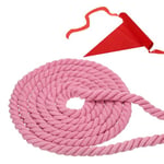 PATIKIL 44 Feet Tug of War Rope for Adults Teen, 3-Strand Natural Twisted Cotton Rope with Flag for Yard Game Team Building Activities, Pink