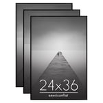 Americanflat Lot 3 Cadres Photo Noir - Cadre 60x80 cm avec Encadrement Fin - Vitre Plexiglas - Matériel de Suspension Intégré pour Mur - Suspension Horizontale ou Verticale