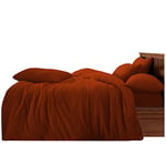 GC GAVENO CAVAILIA Teddy Fleece Duvet Cover, Cosy Warm Bedding Single, Cuddle & Fluffy Quilt Set, Burnt Orange