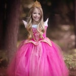 Flickan Prinsessan Aurora Törnrosa Tyllklänning Bal Klänning Fest Fancy Dress Cosplay Kostym rose red 5-6 years