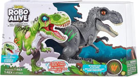 Zuru Robo Alive Grey T-Rex Dinosaur Roaring & Walking Articulated Arms Legs NEW