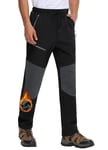 MOCOLY Pantalon Ski Chaud Homme Pantalon Randonnée Doublé Polaire Hiver Pantalon Softshell Cargo Thermique Imperméable pour Snowboard Moto Neige VTT Chasse Travail avec Anti Ronce Noir XXL