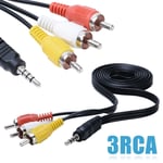 Laptop Audio Video Speaker 3.5mm Jack to 3 RCA AV Cable Adapter Wire AUX Cable