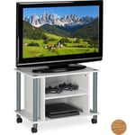 Meuble tv sur roues, compartiments, étagère pour téléviseur, Buffet à roues pour téléviseur, HxlxP 45x60x40cm - Relaxdays