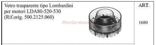 Verre Transparent Lombardini pour Motoculteur Moteurs LDA80 520 530 1680