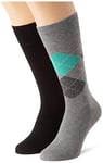 Tommy Hilfiger mens Check Classic Sock, grey melange/green, 43-46 (2er Pack)