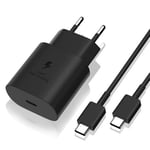 Chargeur Noir Rapide 25w + Cable Usb C Pour Samsung S24 / S24 Plus / S24 Ultra / S23 Fe / A54 / A55 / A15 / A35 / S23 Plus /S23 Ultra / S22 / S21 Fe / S21 / A53 - Little Boutik®