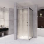 Cabine de douche LANA portes coulissantes H.180 cm verre 6 mm transparent 75 x 80 cm - Saniverre