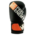 KRF Feel The Enemy Box KRF DC Gants 3D Mesh NEG/Orange 14oz Bandage Boxe, Adultes Unisexe, 14