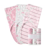 MOONLIGHT20015 Pink Swaddle Blanket 0-3 Months – Pack of 3 Baby Swaddles for Newborn 100% Soft Organic Cotton for Boys and Girls Baby Wrap