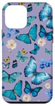 iPhone 12 mini Blue Butterflies on Lavender Purple with Vintage Flowers Case