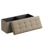 SONGMICS LSF077R01 Pouf de Rangement Pliable 38 x 110 x 38 cm Repose-Pieds Boîte de Rangement Charge maximale 300 kg pour Salon, Chambre à Coucher, Couloir Marron Camel