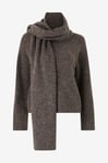 Gina Tricot - Tröja Knitted Scarf Sweater med halsduk - Brun